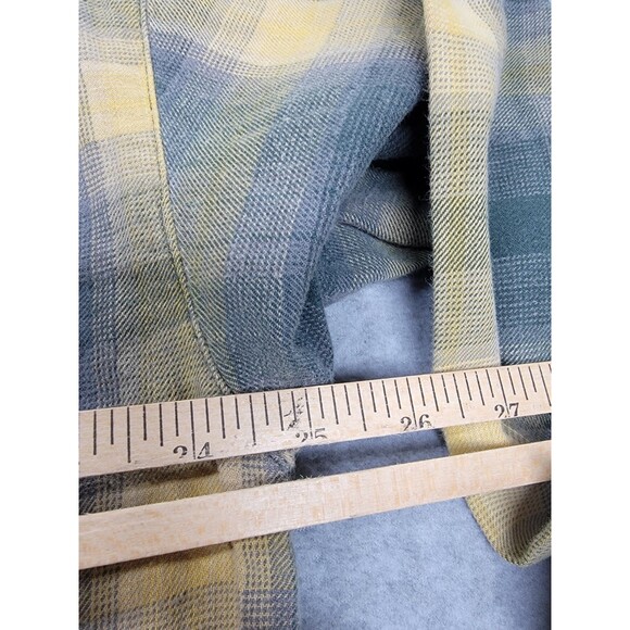 Vintage Union Bay Hoodie Mens L Blue Yellow Plaid Distressed Bleached Grunge Y2K - Picture 12 of 15